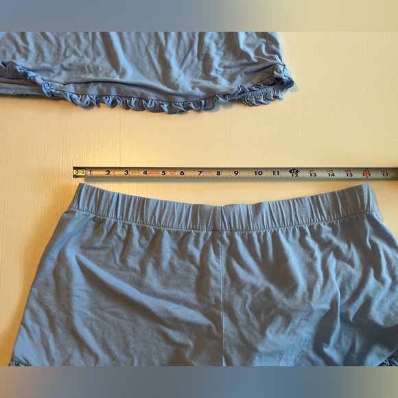 LAKE Pima Cotton Pajama Set Shorts Blue Ruffles Large - Picture 7 of 9